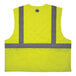 A yellow safety vest with grey reflective stripes.