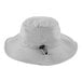 A white Ergodyne evaporative cooling bucket hat with a black strap.