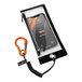 An Ergodyne Squids cell phone in a plastic case with a lanyard attached.