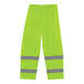 A pair of neon yellow Ergodyne hi-vis thermal pants with grey reflective stripes.