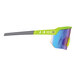 Ergodyne Skullerz AEGIR safety glasses with a lime green frame and blue mirrored lenses.