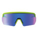 Ergodyne Skullerz AEGIR Safety Glasses with Lime Frame and Blue Mirrored Lenses on a white background.