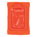 An orange plastic Ergodyne Squids wrist ID badge holder with a clear plastic cover.