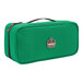 An Ergodyne Arsenal green tool organizer bag with a black handle and zipper.