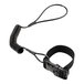 An Ergodyne black coiled hard hat lanyard with a black buckle.