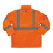 An orange Ergodyne rain jacket with reflective grey stripes.