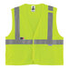 An Ergodyne GloWear lime green reflective mesh vest with grey stripes.