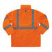 An orange Ergodyne rain jacket with reflective stripes.