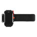 An Ergodyne black arm and wrist scanner mount with a black screen on a black wrist band.