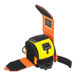 A yellow and orange Ergodyne tape measure tether with a black clip.