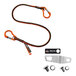 An orange and black tool tether kit with a strap and a screw.