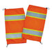 Ergodyne hi-vis orange leg gaiters with reflective stripes.