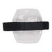 A clear plastic arm band with a black strap.