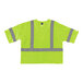 An Ergodyne hi-vis lime green mesh safety vest with yellow and grey reflective stripes.
