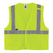 An Ergodyne hi-vis lime green mesh vest with yellow reflective stripes.