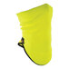 A yellow fleece neck gaiter with black trim.