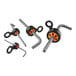 An Ergodyne Squids tool tethering kit with three tools with orange handles.