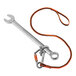 An Ergodyne Squids Tower Climber Tool Tethering Kit with carabiners and a strap attached to a wrench.