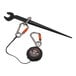 An Ergodyne Squids tower climber tool tethering kit with a black leash and carabiner.