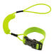 An Ergodyne lime green hard hat lanyard with a black buckle.