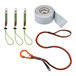 An Ergodyne Squids tool tethering kit with lanyards and a leash with a hook.