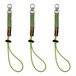 Two green Ergodyne Squids tool tethers with black tags.