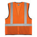 An orange mesh safety vest with black and grey reflective stripes.