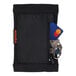A black Ergodyne Squids wrist ID badge holder with a card and keys inside.
