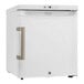 A small white Danby medical refrigerator with a solid door open.