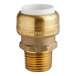 A SharkBite brass push-to-connect PVC male adapter.