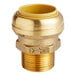 A SharkBite brass threaded pipe fitting with a yellow cap.