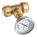 A SharkBite brass temperature gauge tee.