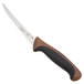 A Mercer Culinary Millennia Curved Stiff Boning Knife with a brown handle.