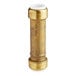 A gold brass cylinder with white caps on each end.