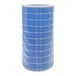 An Ideal Warehouse blue and white cylinder HEPA filter with a white stripe.