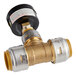 A SharkBite brass pressure gauge tee with a threaded valve.