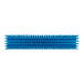 A blue Vikan push broom head with soft and stiff bristles.