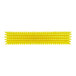 A yellow Vikan heavy-duty push broom head with soft and stiff bristles.