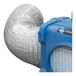 Dri-Eaz wire-reinforced flexible ducting with silver and blue components attached to a vent.