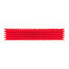 A close-up of a Vikan red heavy-duty push broom head with soft/stiff bristles.