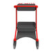 A red and black Vikan HyGo mobile cleaning station with drawers.