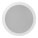 A white round speaker grille with holes.