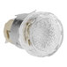 A clear light bulb with a metal base.