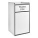 A white rectangular Lancaster Table & Seating waste receptacle enclosure with "THANK YOU" in black text.