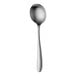 A Sola stainless steel bouillon spoon with a silver handle.