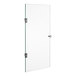 A white glass door with a silver handle.