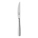 A Sola stainless steel butter knife with a textured white handle.