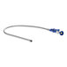A blue and silver flexible hose with a blue connector.