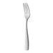 A Sola stainless steel salad/dessert fork with a white handle on a white background.