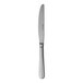 A Sola stainless steel dessert knife with a silver handle.